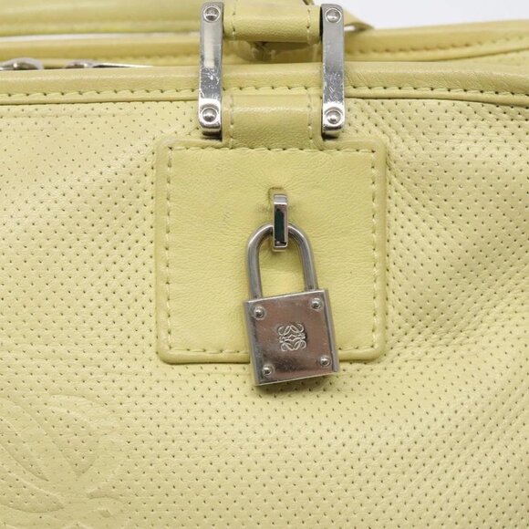 LOEWE Anagram Americana 28 Hand Bag Leather Cream Silver Auth - Picture 11 of 16